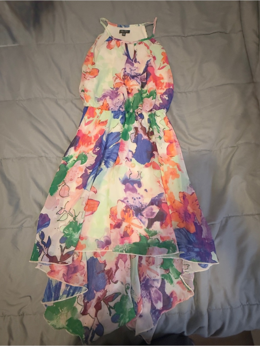 Lily Rose Multicolor Floral Halter High-Low Dress